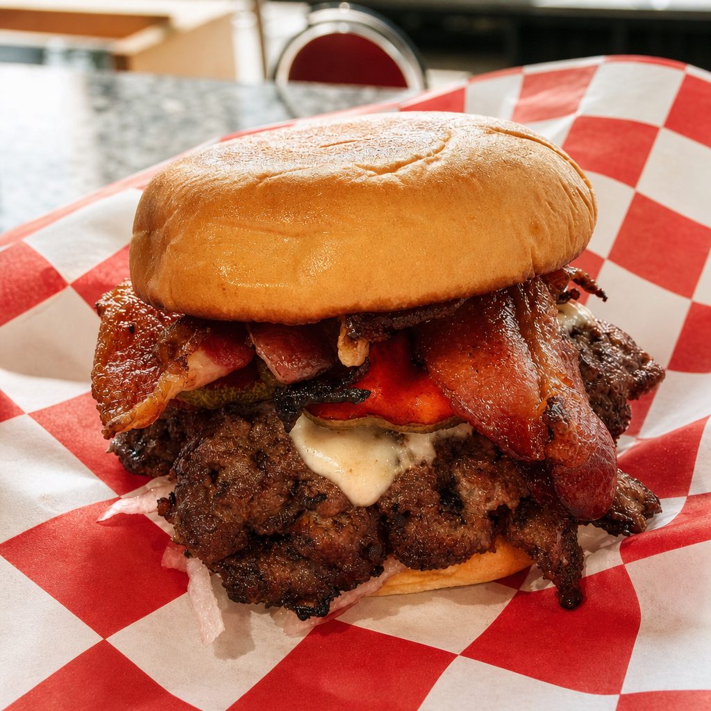 Single Kool-Aid Pickle and Bacon Wagyu Smash Burger.